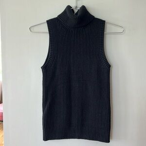 Michael Kors, sleeveless turtleneck, black, cable knit sweater, size small.